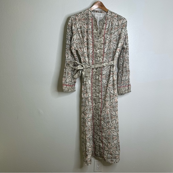 NEW Cleobella Organic Cotton Button Down Belted Kaftan Maxi Dress Size Small - Picture 1 of 16